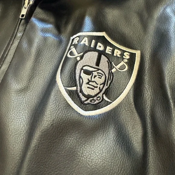 Oakland Raiders Black Leather Jacket XXL NFL - Picture 3 of 11